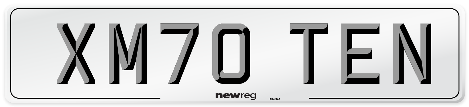 XM70 TEN Number Plate from New Reg